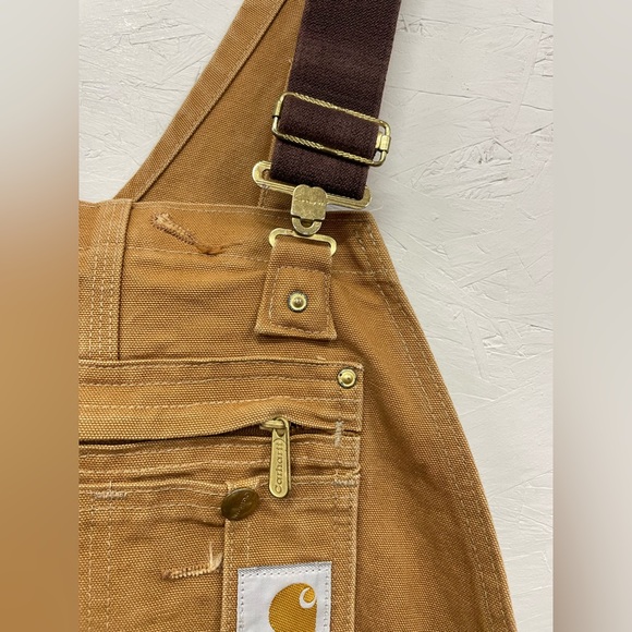 Carhartt R37 BRN Duck Zip-To-Thigh Bib Overalls, 32X32 - Picture 5 of 7